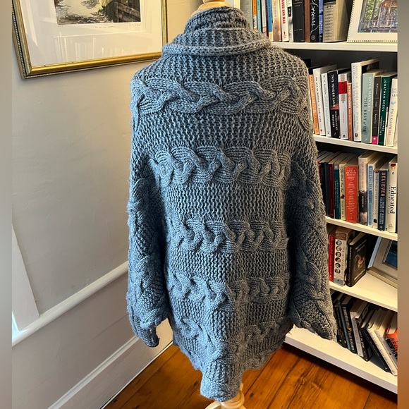 ROBI-AGNES alpaca oversized batwing cardigan leather trim - Picture 6 of 14